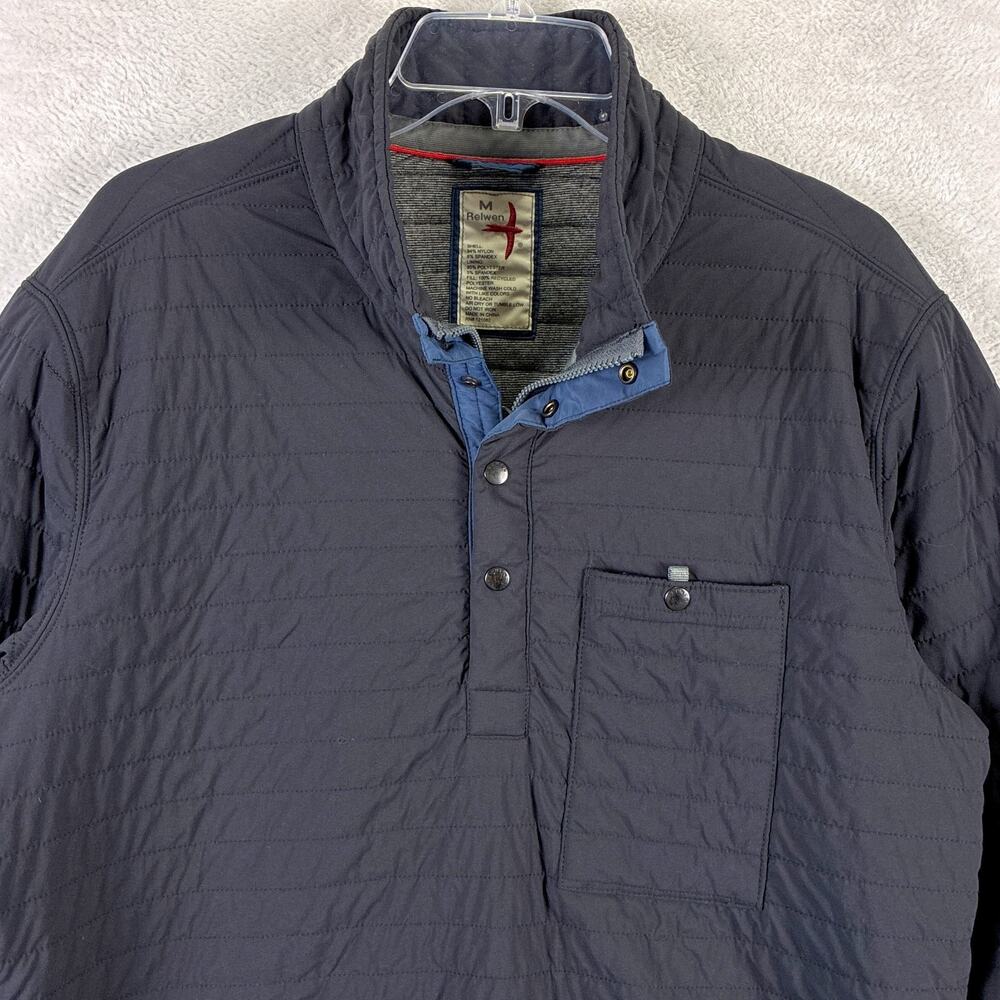 Relwen Jacket Men M Black Navy Windzip Popover Quilted Nylon Preppy Huckberry - Picture 2 of 12